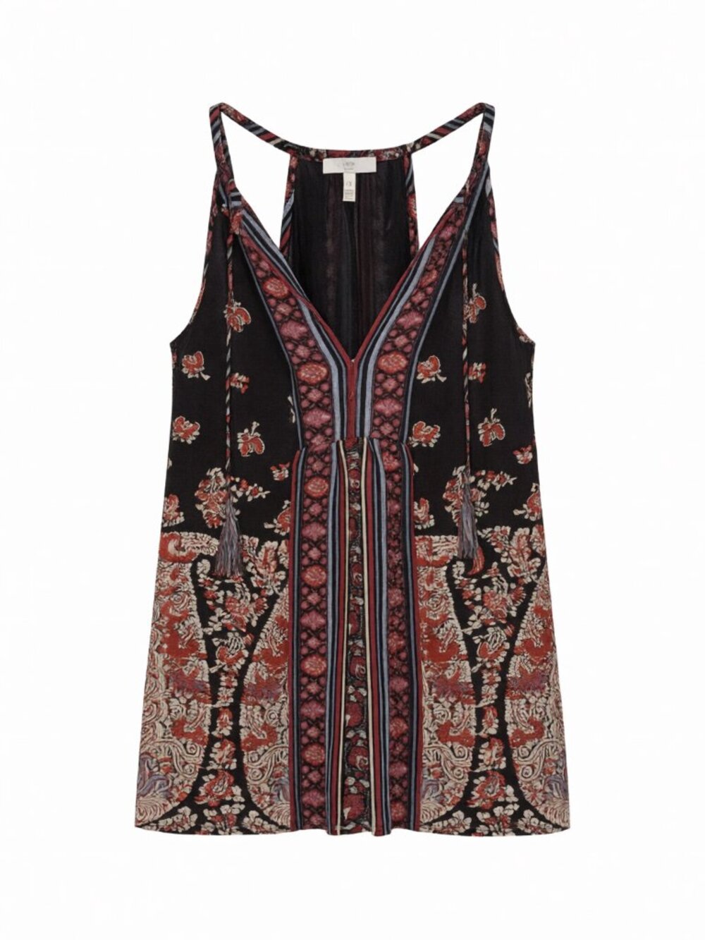 Joie Black Red Women's Boho Patterned Sleeveless Tank Top XS
